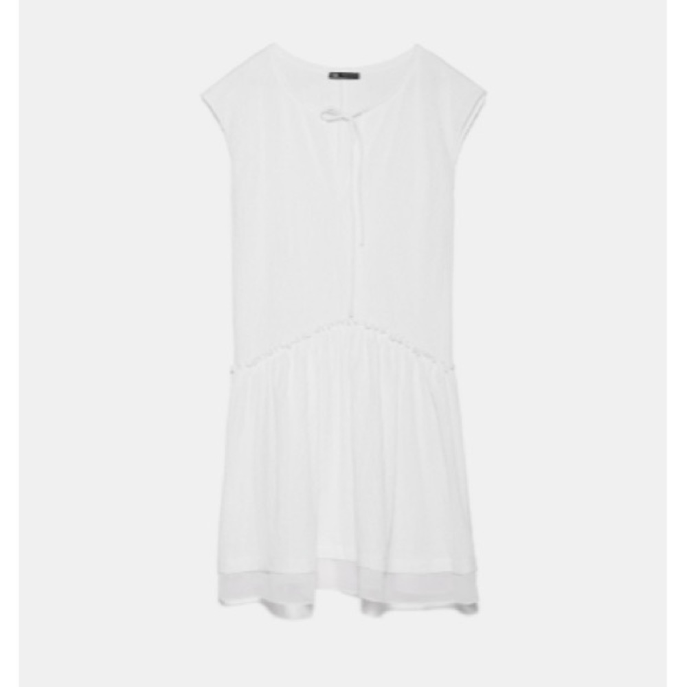 ZARA CONTRASTING TULLE TUNIC DRESS